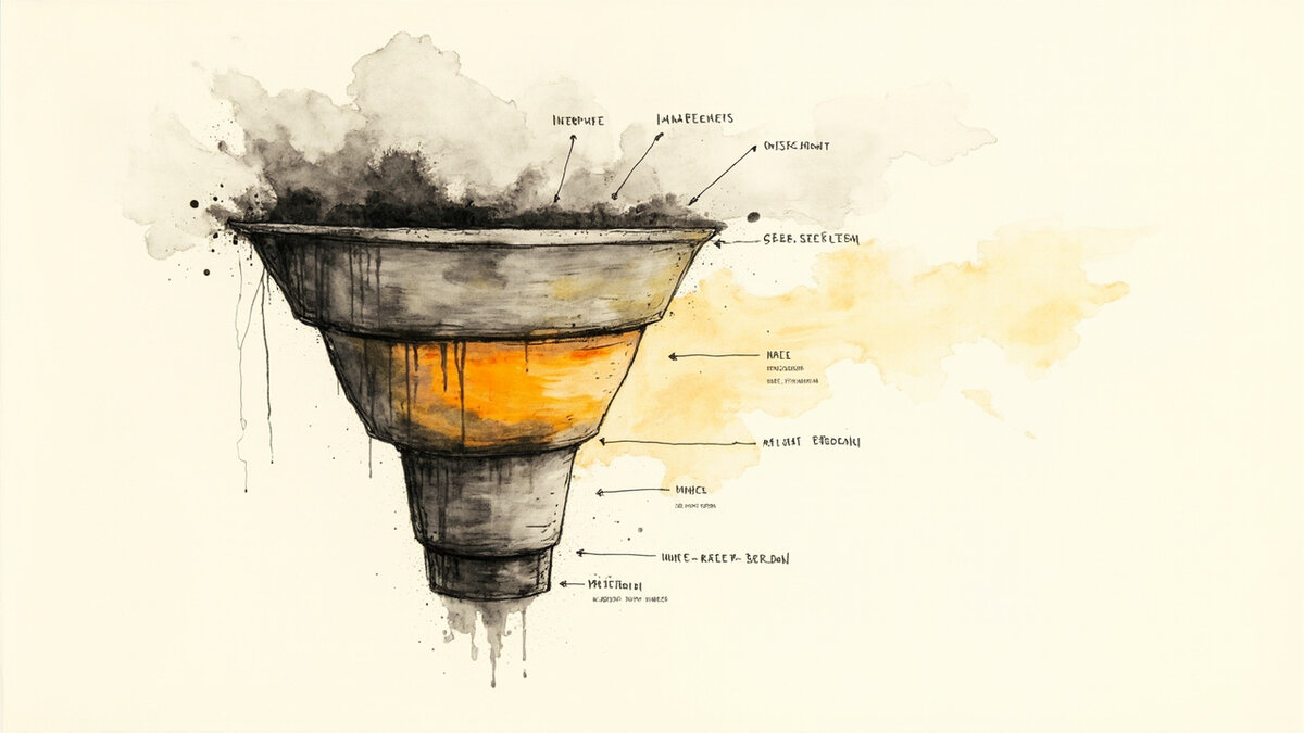 Funnel showing testimonials and case studies at different stages